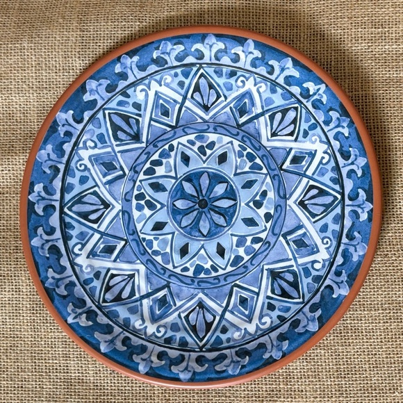 Tommy Bahama Blue Tile Medallion Melamine Plate Single Boho Spanish Inspired - Picture 1 of 3